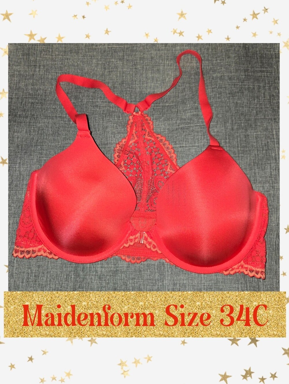 Maidenform Red Lace Racerback Bra 34C